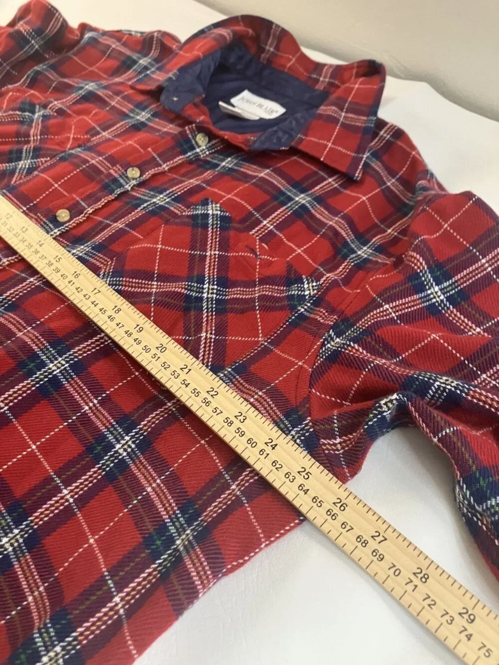 John Blair Mens Red Plaid Long Sleeve Button-Up Shirt XL RG 100% Acrylic
